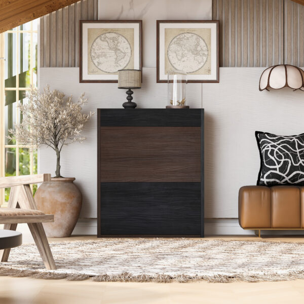 32.5''-58.8'' Extendable & Rotating Cabinet with 1 Drawer, 90-Degree Corner Cabinet, Multifuctional Storage Combination Cabinet for Living Room, Hallway, Entryway, Black & Walnut