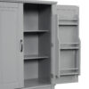 Bathroom Storage Cabinet with Doors and Drawer, Multiple Storage Space, Adjustable Shelf, Grey (Old Sku:WF308204AAE)