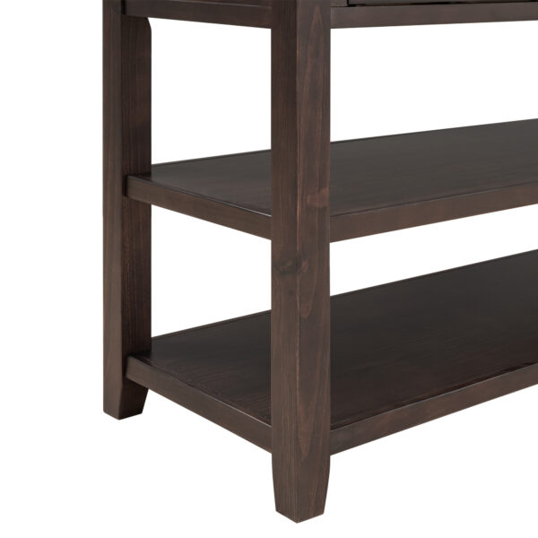 TREXM Retro Design Console Table with Two Open Shelves, Pine Solid Wood Frame and Legs for Living Room (Espresso)