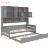 Twin Size Wooden Daybed With Twin Size Trundle, and All-in-One Cabinet and Shelf, Gray