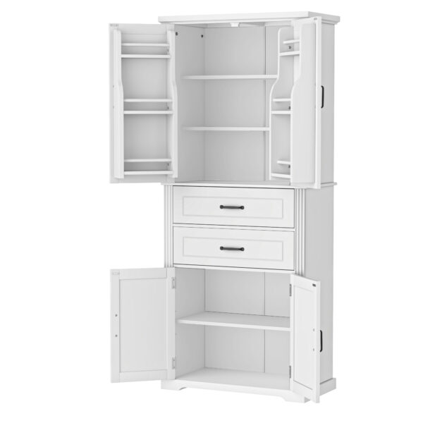 Storage Cabinet with Multi-Functional Storage Space for Kitchen/Bathroom/Dining Room/Living Room , 2 Drawers with Slide Rails, Adjustable Shelf, White