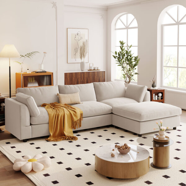 U_STYLE Upholstery Convertible Sectional Sofa, L Shaped Couch with Reversible Chaise