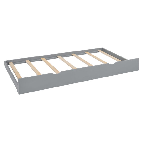 Full Size Wooden Daybed With Twin Size Trundle, and All-in-One Cabinet and Shelf, Gray