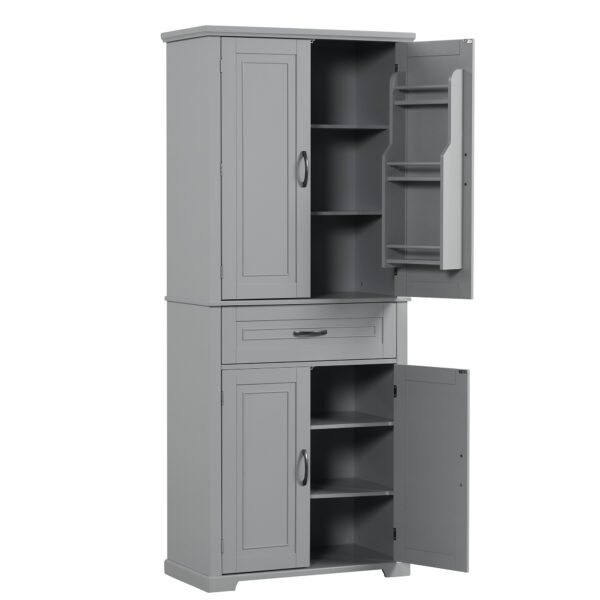Bathroom Storage Cabinet with Doors and Drawer, Multiple Storage Space, Adjustable Shelf, Grey (Old Sku:WF308204AAE)