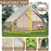 Inflatable Tent With Pump,Glamping Tents For 4-6 Person, Easy Setup 4 Season Waterproof Outdoor Tent,Waterproof Luxury Glamping Tent with 12 Mesh Window