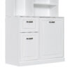Bathroom Storage Cabinet with Tilt-Out Hamper, 70.9'' Tall Free Standing Organizer with Drawers & Adjustable Shelves, MDF Linen Tower with Steel Handles, White Finish