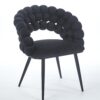Black Modern chair(set of 2 ) with golden color iron tube legs,  soft cushions and comfortable backrest, suitable for dining room, living room, cafe,hairball back