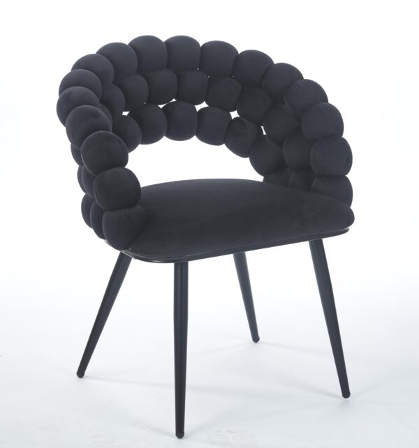 Black Modern chair(set of 2 ) with golden color iron tube legs,  soft cushions and comfortable backrest, suitable for dining room, living room, cafe,hairball back