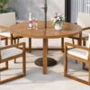5-Piece Outdoor Patio Dining Set Acacia Wood Outdoor Dining Set Patio Furniture Set with Four  Armchairs and a Table for Garden, Balcony, Backyard, Beige