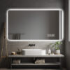 Wall mounted LED lighting mirror/bathroom mirror/full-length mirror/makeup mirror, three color lighting+dimming+IP44 waterproof+anti fog+touch switch 24 × 48 inches