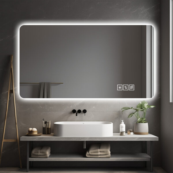 5139a1b2b9ce4ff29be444ad8133470a_08d67dba9b68000102f1d96dd3d52f8f Wall mounted LED lighting mirror/bathroom mirror/full-length mirror/makeup mirror, three color lighting+dimming+IP44 waterproof+anti fog+touch switch 24 × 48 inches