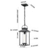 Outdoor Pendant Lights for Porch, Black Exterior Chandelier for Gazebo, Modern Outside Hanging Lanterns Outdoor Ceiling Light Fixture with Ribbed Glass for House Patio, Anti-Rust Waterproof (1 pack)