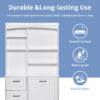 Bathroom Storage Cabinet with Tilt-Out Hamper, 70.9'' Tall Free Standing Organizer with Drawers & Adjustable Shelves, MDF Linen Tower with Steel Handles, White Finish