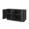 TREXM 4-Door Large Storage Sideboard, Wood Sideboard Cabinet with Semi-Circular Handles and Adjustable Shelves for Dining Room, Kitchen, and Living Room (Black)