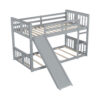 Twin Over Twin Bunk Bed with Slide and Ladder, Gray (Old SKU:LT000108AAE)