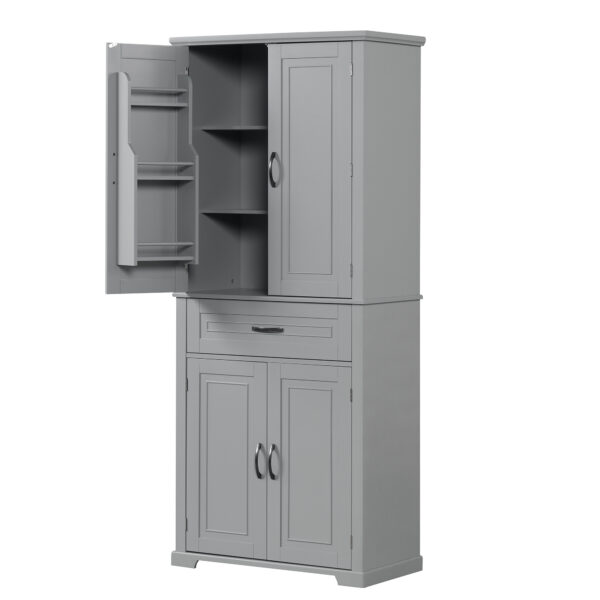 Bathroom Storage Cabinet with Doors and Drawer, Multiple Storage Space, Adjustable Shelf, Grey (Old Sku:WF308204AAE)