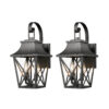 Black Outdoor Wall Lantern 2-Light, Large Outside Modern Wall Sconce Light Fixture, Industrial Porch Light Wall Mount with Glass, Waterproof Farmhouse Exterior Lamp Lighting (2 Pack)