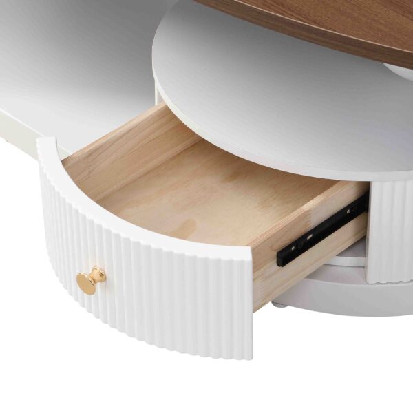 Luxury Nesting Coffee Table Set of 2,  Tables with Storage for Living Room, Oval and Round Table Set, White Center Table, Cocktail Table, Side Table,  Large 47.24'', Small 19.69''