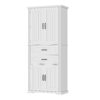 Storage Cabinet with Multi-Functional Storage Space for Kitchen/Bathroom/Dining Room/Living Room , 2 Drawers with Slide Rails, Adjustable Shelf, White