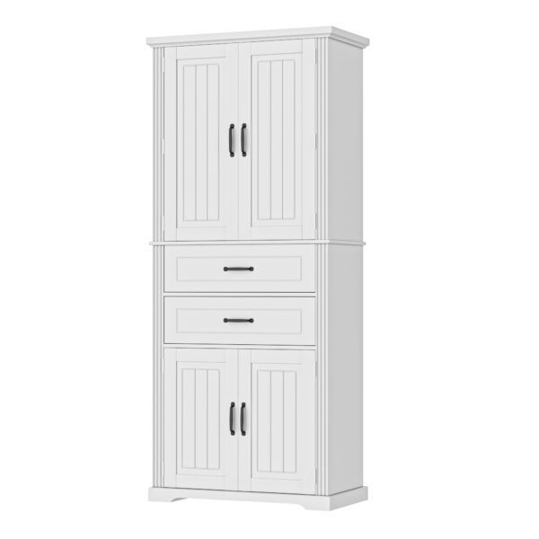 Storage Cabinet with Multi-Functional Storage Space for Kitchen/Bathroom/Dining Room/Living Room , 2 Drawers with Slide Rails, Adjustable Shelf, White