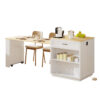 K&K 82.7 inch Kitchen Island with Extendable Dining Table for 4-6 Person,Two-tone Kitchen Table with Double-sized Storage, Power Outlet, Kitchen island with Storage 2 Drawers 2 Side Open Shelves,White
