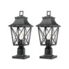 Outdoor Post Light, Black Pole Lantern Lighting Fixture with Pier Mount Base Hard Wired, Outdoor Column Lights Exterior Lamp Post Lantern with Glass for Garden Yard Patio Path (2 pack)
