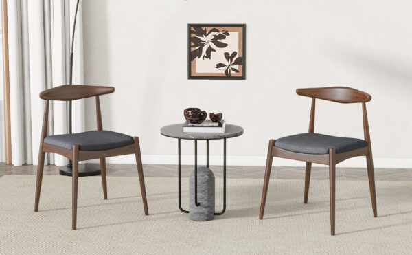 Set of 2 Rubberwood Dining Chairs with Ergonomic Backrest & Comfort Cushions, Walnut+Charcoal (same sku: 59296.00F)