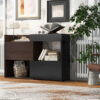 32.5''-58.8'' Extendable & Rotating Cabinet with 1 Drawer, 90-Degree Corner Cabinet, Multifuctional Storage Combination Cabinet for Living Room, Hallway, Entryway, Black & Walnut