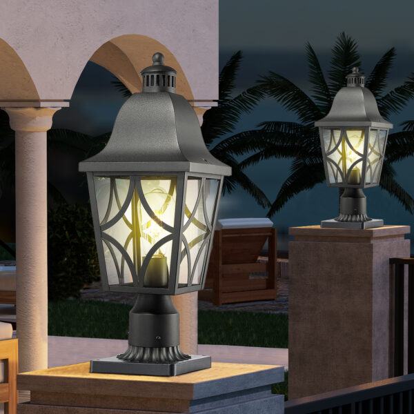 Outdoor Post Lights Lamp Post Light Fixture, Waterproof Aluminum Housing with Glass, Fence Post Deck Lighting for Garden, Patio, Pathway (2 pack)