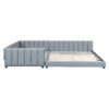 Queen Size & Twin XL Size Upholstered Platform Bed, Mother & Child Bed, PU Leather, Gray