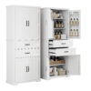 Storage Cabinet with Multi-Functional Storage Space for Kitchen/Bathroom/Dining Room/Living Room , 2 Drawers with Slide Rails, Adjustable Shelf, White