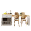 K&K 82.7 inch Kitchen Island with Extendable Dining Table for 4-6 Person,Two-tone Kitchen Table with Double-sized Storage, Power Outlet, Kitchen island with Storage 2 Drawers 2 Side Open Shelves,White