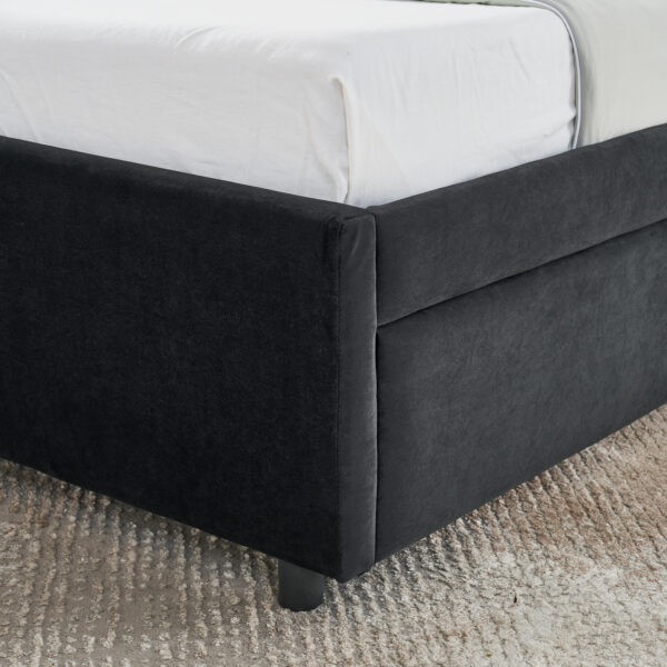 5835ab6873dc443b8957a06b7680192f_4722d74de3dffd985766845c3fc66f1b Full Size Upholstered Tufted Bed Frame with Two Drawers, Sofa Bed Frame with Comfortable Backrest and Armrests, Velvet, Black(79.5''x58''x25'')