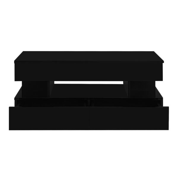 U-Can Lift-Top Coffee Table with 2 Drawers, Modern Coffee Table with Adequate Hidden Compartment, Multi-Functional Lift-Top Coffee Table with High-Gloss Finish for Living Room