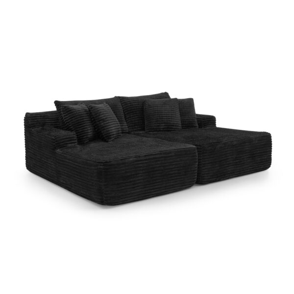 58a95d1b0ae1408bb1ba80fb96c1e217_435d93fc7f6b678e4e5d3dcaece29da0 Two-seater lazy sofa lounge chair,Compressed sofa no assembly required, made of velvet fabric, fluffy modern lounge chair, used for indoor living rooms and bedrooms-Black