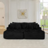 Two-seater lazy sofa lounge chair,Compressed sofa no assembly required, made of velvet fabric, fluffy modern  lounge chair, used for indoor living rooms and bedrooms-Black