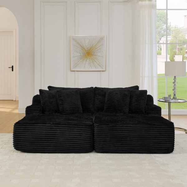 58cfe4f4b67d41f2a6bc55167dfd9bb6_4f4df6e0c060b0e7091c4bcc223b7133 Two-seater lazy sofa lounge chair,Compressed sofa no assembly required, made of velvet fabric, fluffy modern lounge chair, used for indoor living rooms and bedrooms-Black