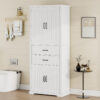 Storage Cabinet with Multi-Functional Storage Space for Kitchen/Bathroom/Dining Room/Living Room , 2 Drawers with Slide Rails, Adjustable Shelf, White