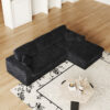 114.5'Modern Corduroy Modular foam Sofa, Recliner Seat reversible Sofa, 2-in-1 Sofa with Recliner and L-Shaped Sofa Combination with Three Cushion Neck Pillow Combination and Two Throw Pillows