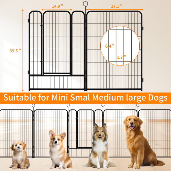 5b11ee560c50499b9b9a9e1918e5613d_da9f2cefc03c042ec5ee32a55c871182 16 Panels Heavy Duty Metal Playpen with Self-Locking Gate, Extra Tall 40" Dog Fence Pet Exercise Pen for Outdoor and Indoor-Easy Setup Exercise Pen for Large Dogs