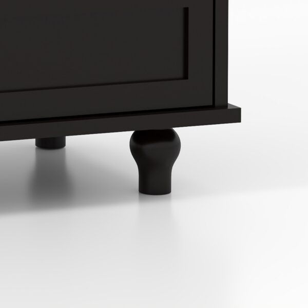 Minimalist Black Buffet Cabinet with Double Glass Doors and Drawer, Modern Wooden Storage Sideboard Cupboard for Living room, Dining Room Hallway Entryway(Black)