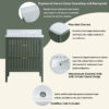 Fully Assembled 30''  Green Freestanding Single Sink Bathroom Vanity with Solid Wood Construction and Engineered Marble Top