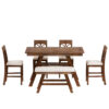 TOPMAX 6-Piece Wood Counter Height Dining Table Set with Storage Shelf, Kitchen Table Set with Bench and 4 Chairs,Rustic Style, Walnut+Beige Cushion (old sku: SH000257AAD)