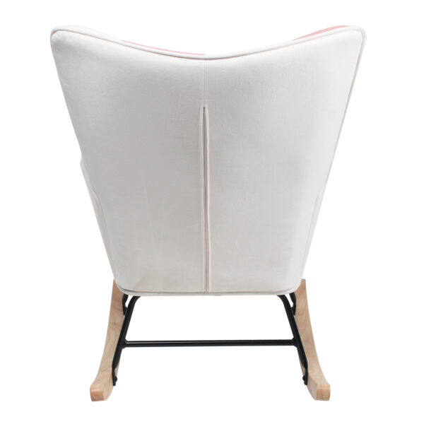 5cb71990403e4565a03d5aa686da1dfb_20230723_850ee935d3dd441507eb76ed39cb3dd6 Accent Rocking Chair, Mid Century Fabric Rocker Chair with Wood Legs and Patchwork Linen for Livingroom Bedroom