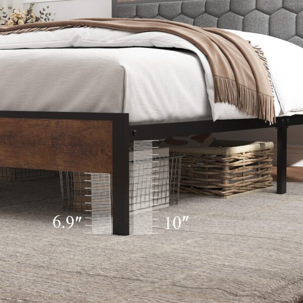 5d2a02c3f0594b6298c7ea430c1cd31c_85dc3535379cf7dc41f55408def24c2f Full size bed frame, wooden platform bed frame, bedside with soft package and 2 USBs, no noise, no need for spring mattress and simple assembly tools, large bed bottom storage space, brown