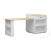 K&K 82.7 inch Kitchen Island with Extendable Dining Table for 4-6 Person,Two-tone Kitchen Table with Double-sized Storage, Power Outlet, Kitchen island with Storage 2 Drawers 2 Side Open Shelves,White