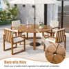 5-Piece Outdoor Patio Dining Set Acacia Wood Outdoor Dining Set Patio Furniture Set with Four  Armchairs and a Table for Garden, Balcony, Backyard, Beige