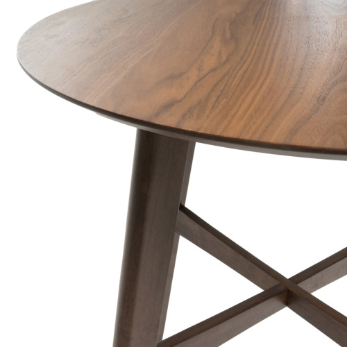Mid-Century Modern Round Wooden Bar Table – 42" High Bar Table with Tapered Legs for Kitchen, Dining Room or Home Bar, Natural Walnut