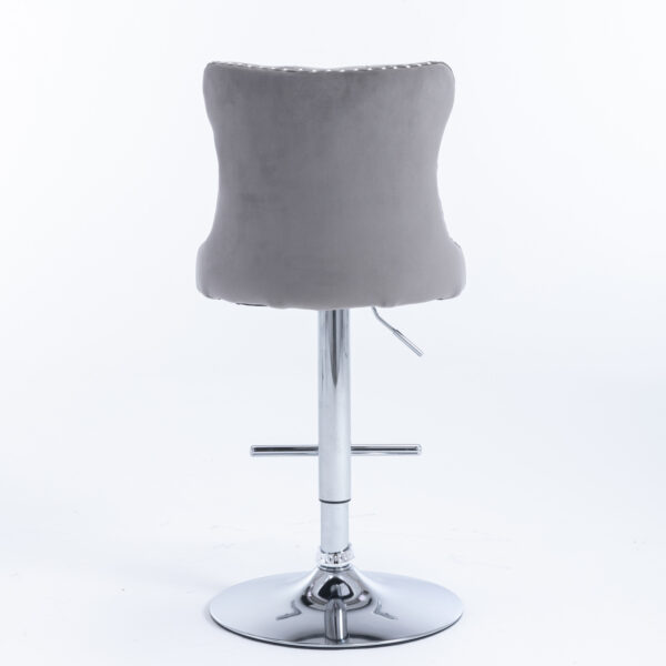 Swivel Velvet Barstools Adjusatble Seat Height from 25-33 Inch, Chrome base Bar Stools with Backs Comfortable Tufted for Home Pub and Kitchen Island,Set of 2,  AS1712GY, Gray