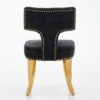 Mid Century Modern Dining Chairs Set of 2, Farmhouse Chenille Fabric Upholstered Accent Chair Curved Backrest with Copper Nails around,Kitchen Chairs with Golden Stainless Steel Plating Legs, Black